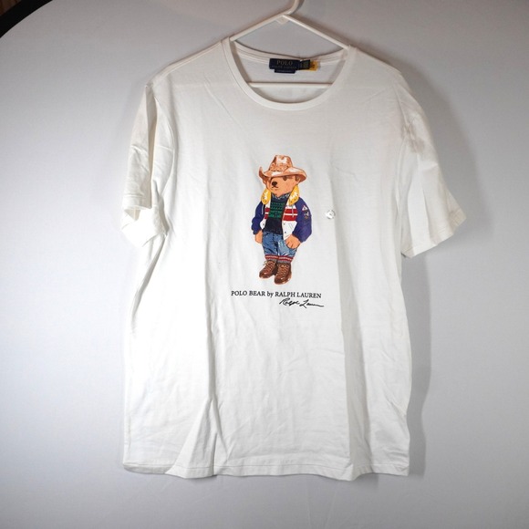 Polo Ralph Lauren Other - Polo Ralph Lauren T-Shirt Men XL White Polo Bear Cowboy Custom Slim Fit‎ Graphic